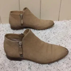 Franco Sarto Shoes 65m Franco Sarto Tan Leather Double Zip Booties Kingston Rubber Sole 5 Heel Poshmark